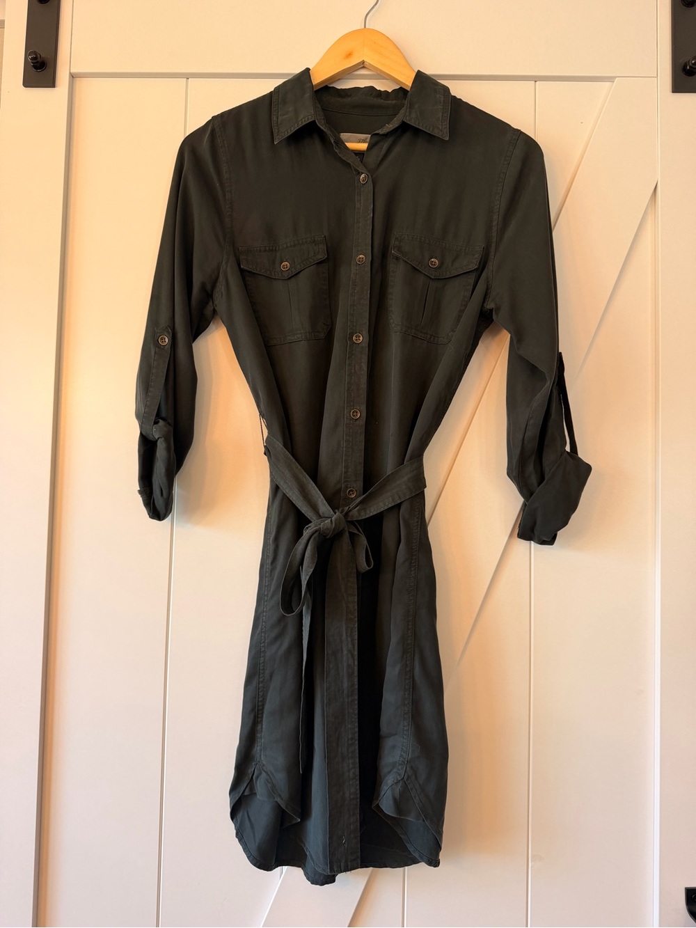 Universal Thread Dark Charcoal Shirt Dress with Tie Waist
